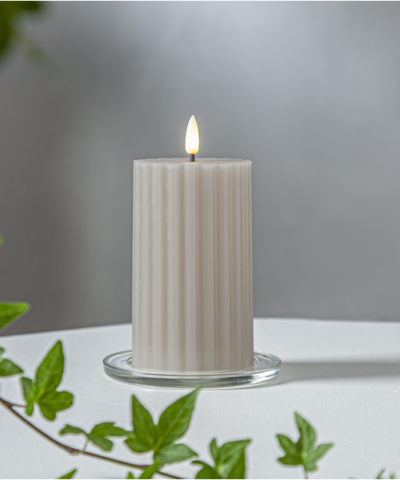 LED-kynttilä Flamme Stripe beige