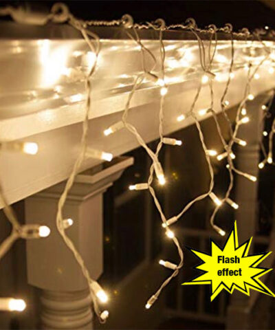 Girlanda LED Icicle z lampą błyskową w kolorze ciepłej bieli