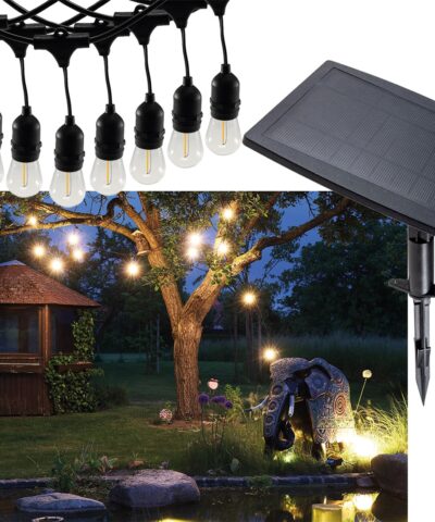 Festoon LED Lights with hanging bulbs Solarpowered 4.5m 10 bulbs